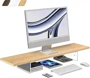 Monitor Stand Riser,Wood & Acrylic Computer Monitor Stand with LED Light,Desk Accessories Desktop Organizer Stand for Computer,Laptop,Printer,PC & TV Screen Riser (Wood Color)