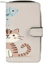 [RTSEBVN] Leather Wallet Multifunction Long Wallet Fashion Whiskers Printing Leather Purse with For Women And Men, style, 19.7x11x3.5cm, Leather Wallet