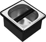 TOPPERFUN Box Coffee Grounds Trough Base Coffee Grounds Holder Coffee Trash Can Bucket Grinder Espresso Disposal Knock Coffee Storage Container Catering Use Once Stainless Steel Black