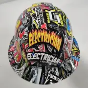 full brim hard hat custom hydro dipped IN ELECTRICIAN EXTREME STICKER BOMB NEW