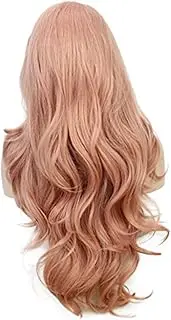 Beavorty Long Curly Hair Wig for Women Pink Lace Front Wig Stylish Hair Accessory for Daily Wear Party Occasion