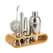 BOOC [9PCE] Cocktail Shaker Set Bartender Kit with Stand Bar Drink Mixer steel