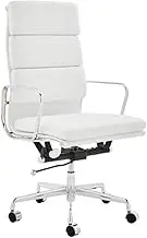 Matt Blatt Eames Replica High Back Soft Pad Leather Office Chair (White/Chrome) - MBEAPOCHWLB