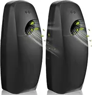 2Pcs Air Fresher Spray Dispenser, 3 Adjustable Mode Auto Spray Battery Powered Automatic Air Freshener Wall Mounted or Free Standing (Black+Black)