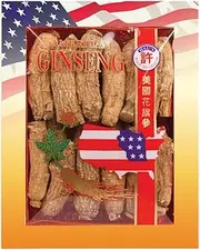 SKU #0129-8, Hsu's Ginseng Half Short Jumbo Cultivated American Ginseng Roots (8 oz = 227 gm/box), with one free single American ginseng tea bag, 129-8, 129.8