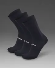 Crew Socks 3 Pack, 2XU, M, Black/White, Unisex