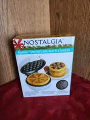 1736. NEW SEALED "NOSTALGIA" MINI SNOWFLAKE WAFFLE MAKER