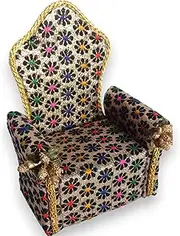 [Tickle Cart] Handicraft Nand Gopal Palna Palana Kanha Ji Jhula for Bal Gopal Ladoo 0,1 and Max 2 Number and Ganesh Ji Idol Janmashtmi Home Decor and Home Temple Puja Item | Color : Black and Colorful Flowers