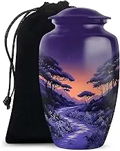 Purple Urn for Ashes, Decorative Urn Human Ash, Burial & Funeral for Human Adult Remains, Cremation Handcrafted Container, Large, Purple, 10 Inch