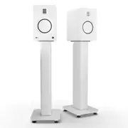 Kanto TUK 260W Powered Bookshelf Speakers with - Pair, Matte White with SX26W White Stand Bundle