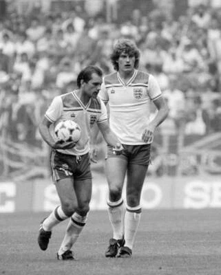 Ray Wilkins And Glenn Hoddle Of England Prepare For A Free Kick 1982 Old Photo