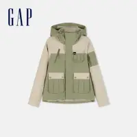 在飛比找momo購物網優惠-【GAP】女裝 工裝連帽外套-橄欖綠(874449)