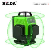 HILDA Green Light Laser Level High Accuracy 12-Line 3D 16-Line 4D User-friendly Wall Attachable Battery Powered Construc