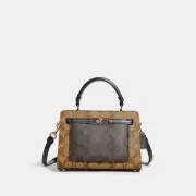 Coach Mini Lane Top Handle In Colorblock Signature Canvas Khaki Brown MultiC8688