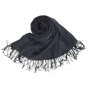 ANYYOU Scarf Black Plain Cashmere Autumn Winter Pashmina Shawl Tassel Bandana