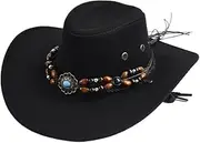 [ZJSCNBE] Vintage Big-Edge Western Cowboy Hats for Men Women Artificial Suede Gentleman Cowgirl Jazz Hat Sombrero Hombre Cap