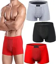 AKDIEOWS 3Pcs Set Magnetic Therapy Boxer Shorts for Men's Physiological Health, Enlargement Underwear, 52 Energy Magnets Improving Male Power