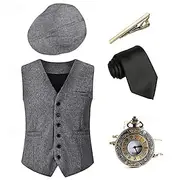 Retro Vintage Roaring 20s 1920s Outfits Vest Waistcoat The Great Gatsby Gentleman Vintage Men's Halloween Carnival Masquerade Performance Bachelorette Party Fe