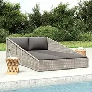 Luxurious Garden Day Bed, Grey, 110x200cm - Poly Rattan, Weather-Resistant & Waterproof, Outdoor Patio/Poolside Retreat, Steel Frame, 4 Cushions, 2 Pillows