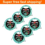 6 Pack Pig Hog 20' Right Angle Vintage Woven Instrument Guitar Cable 20ft - NEW