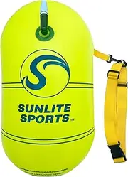 Sunlite Sports Swim Buoy Premium Quality, Highly Visible Waterproof Safety Marine Float Training for Open Water Swimming, for Swimmers, Triatheletes, Kayakers, Snorkelers, Throwable Flotation Device for Adults