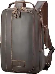Tiding Full Grain Leather Expandable Backpack for Men Convertible 15.6" Laptop Briefcase Backpack Business Work Travel Rucksack