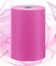 Swpeet 6 Inch by 100 Yards Peach Red Tulle Fabric Roll, Fabric Spool Tulle Ribbon, Tulle Ribbon Sheer Mesh Netting Polyester Spool for DIY Birthday Party Wedding Decorations Christmas Craft Supplies