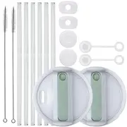 40Oz Cup Accessories Set for ,Extra Long Reusable Straws, H2.0 Silicone Spill Proof Stopper, Lid (D)