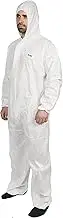 White "High Calibre" SMS Type 5 & 6 Disposable Coveralls Overalls, Chemical Protection, Breathable, Water Resistant, Painters Suit, Unisex, Medical, Cleaning, Asbestos, Industrial (300420) (Large)