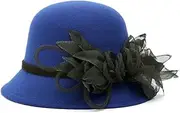 [Punctualgood] Women's Imitation Wool Felt Hats Kentucky Church Derby Hat Wedding Bridal Flowers Bowler Hats