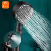 Shower Head Water Saving Black 5 Mode Adjustable High Pressure Shower One-key St