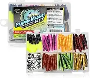 Trout Magnet Panfish Magnet Kit - 70 Split Tail Grub Bodies, 15 Black Size 8 Hooks