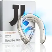 [JISULIFE] Portable Neck Fan, 5800mAh Bladeless Neck Fan 100 Speeds Adjustment USB Rechargeable Portable Fan, LED Display, Negative ion function, Wearable Personal Fan, Mini Hands Free Gold