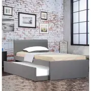 Devonshire Fabric King Single Bed Frame Grey w/ Trundle