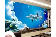 3D Home Wallpaper Dolphin Stars WC136 BCHW Wall Murals Wallpaper Murals Self-adhesive Vinyl