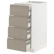 METOD / MAXIMERA base cb 4 frnts/2 low/3 md drwrs, white/Upplöv matt dark beige, 40x60x80 cm