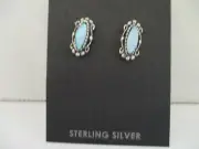 Sterling Silver Earrings W/ Man Made opal