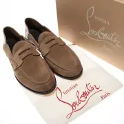 Christian Louboutin NWB Suede/Alligator Penny Loafers Size 43 US 10 Roca Brown