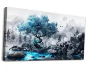 FUHUAHAI Canvas Wall Art For Living Room Framed Wall 40L" x 20W" Blue Tree