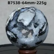 B7538-64mm-225g Natural agate spherulite geode ball quartz crystal Reiki healing
