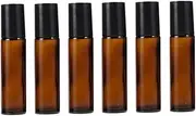 ELAYARD 6Pcs Refillable Amber Glass Roller Bottles with Stainless Steel Roller Balls for Essential Oils Perfumes and Aromatherapy Travel for DIY Blends