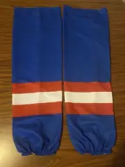 SP Pro Adult 32” Edge Style Hockey Socks Royal with Red and White Brand New