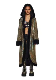 [Club Exx] Gold Disco Fusion Hooded Duster