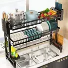 2 Tier Over The Sink Dish Drying Rack Kitchen Dish Drainer Holder Adjustable