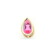 14k Yellow Gold 8x5mm Pear Pink Tourmaline bezel pendant