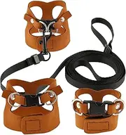 3Pcs Bearded Dragon Harness and Leash Set Adjustable Soft Leather Lizard Harness 3 Sizes with Leash for Bearded Dragon Lizard Squirrel