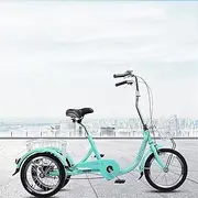 DEFGHIJ 3 Wheel Bike Adult Tricycles Three Wheel Bike Cruiser Cycling Pedal Tricycle with Shopping Basket Bicycles Trikes Women Men Seniors for Shopping(Red 16 Inch)