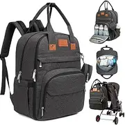 KeaBabies Diaper Bag Backpack, Baby Diaper Bag - Large Baby Diaper Bags for Baby Boy, Girl, Baby Diaper Bag with Changing Station Diaper Mat, Baby Bag for Boys, Girls, Dad Diaper Bag (Charcoal)