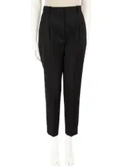 Black Wool Tapered Fit Trousers