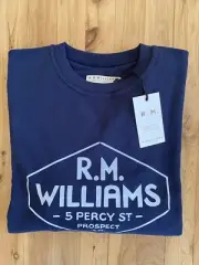 RM Williams Gladstone Crew Neck Jumper Navy Size L, RRP $139